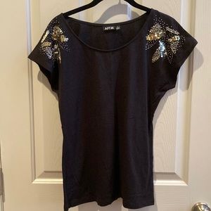 NWOT black Apt 9 shirt w beading